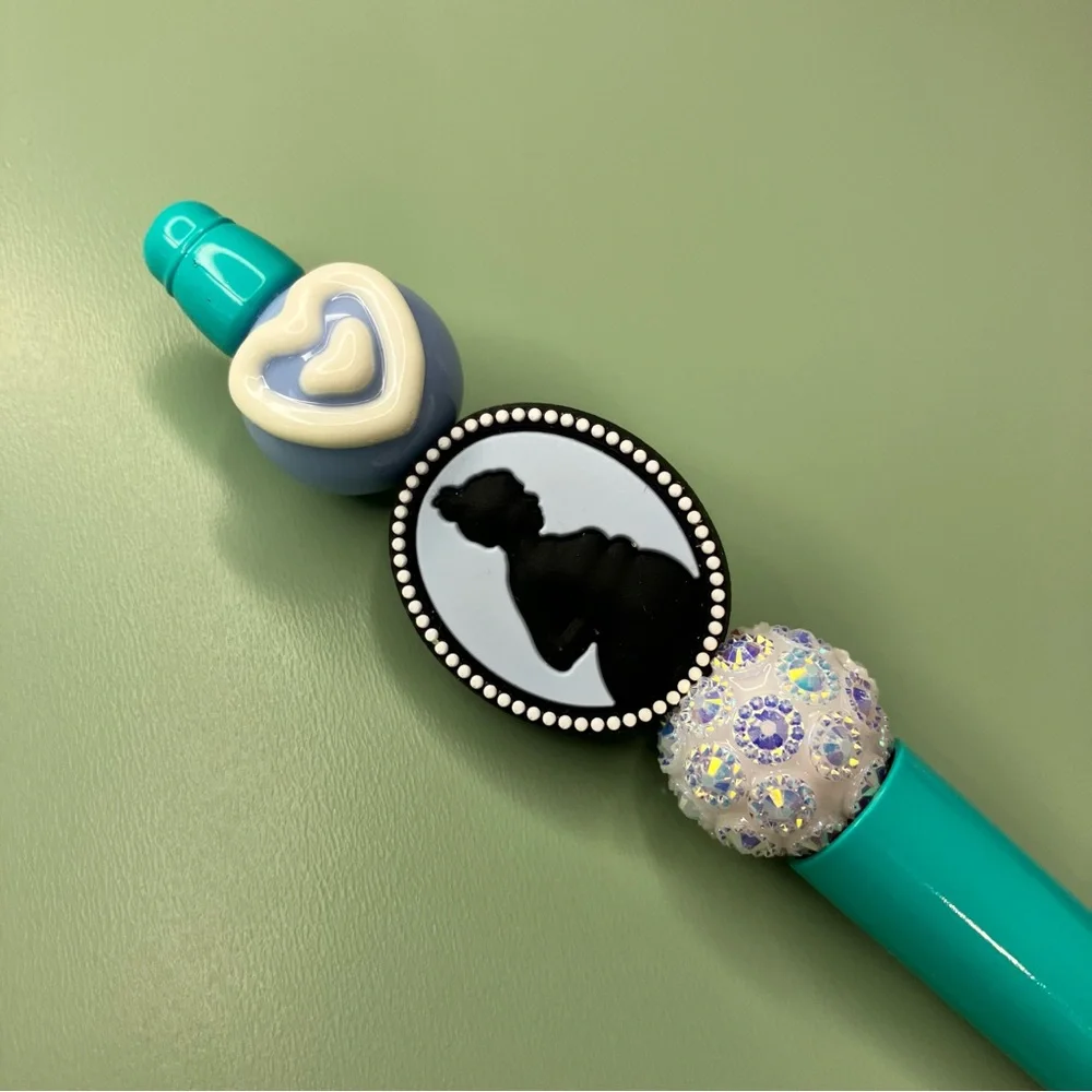 Pregnant Woman Blue Cameo Elegant Handmade Beaded Pen